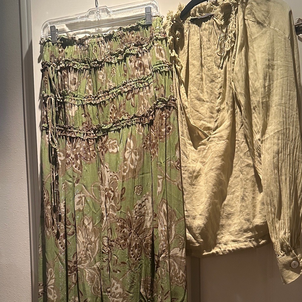 Zara Olive Floral Maxi Skirt